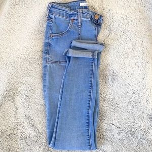 Light wash high rise ankle skinny jeans